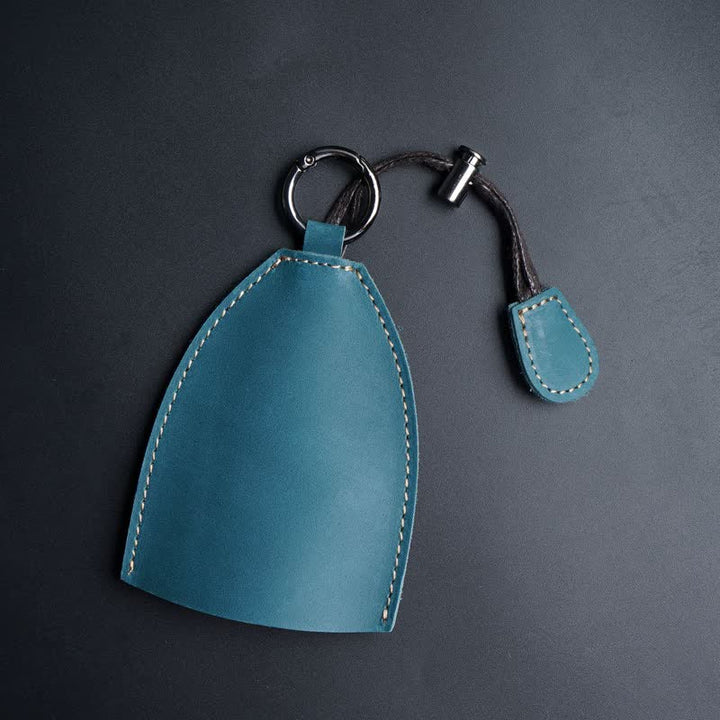 Borsa portaoggetti in vera pelle con portachiavi estraibile - Ciano scuro - image 8