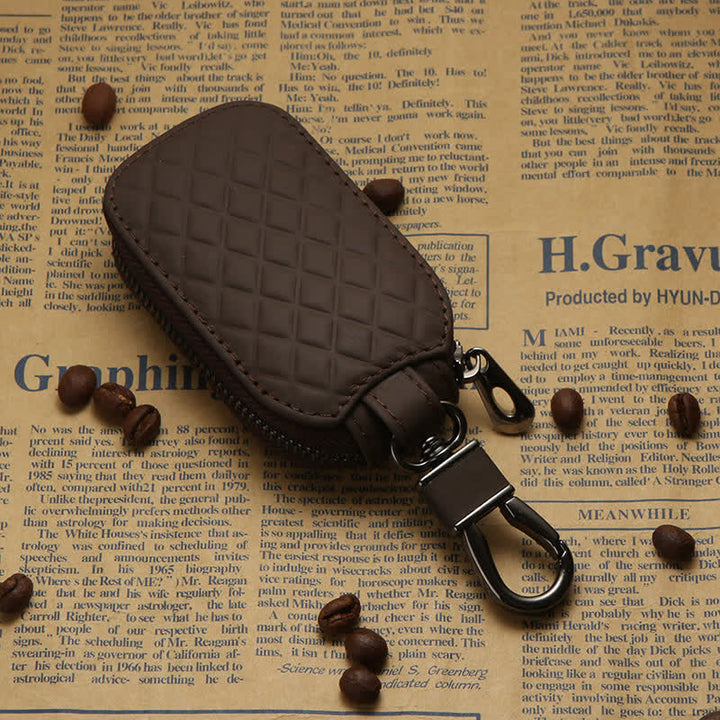 Portachiavi in pelle con gancio per cerniera universale - Caffè - image 9