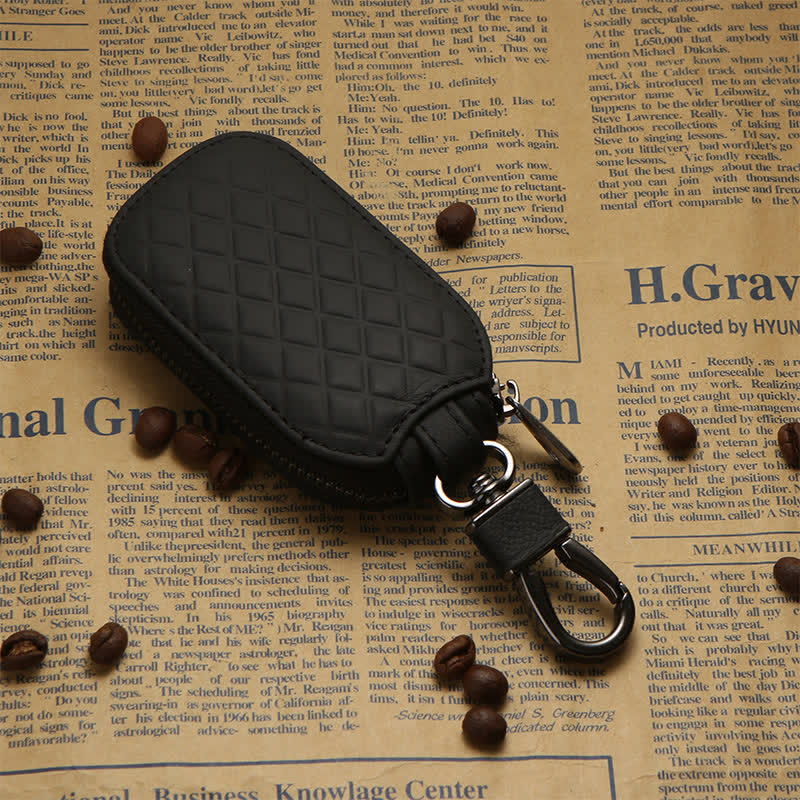 Portachiavi in pelle con gancio per cerniera universale - Nero - image 1
