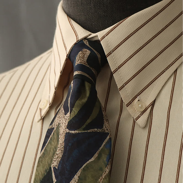 Cravatta da uomo con motivo a personalità, colore verde navy, novità - Blu marino e verde - image 0