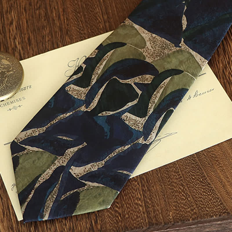 Cravatta da uomo con motivo a personalità, colore verde navy, novità - image 2