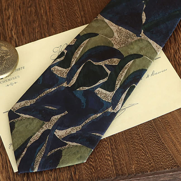 Cravatta da uomo con motivo a personalità, colore verde navy, novità - image 2