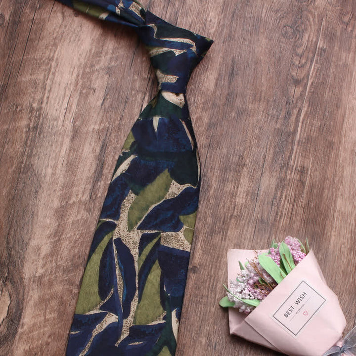 Cravatta da uomo con motivo a personalità, colore verde navy, novità - image 3