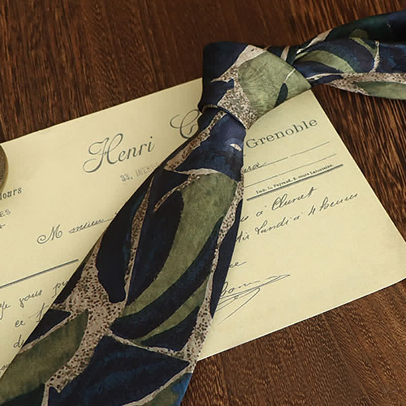 Cravatta da uomo con motivo a personalità, colore verde navy, novità - image 1