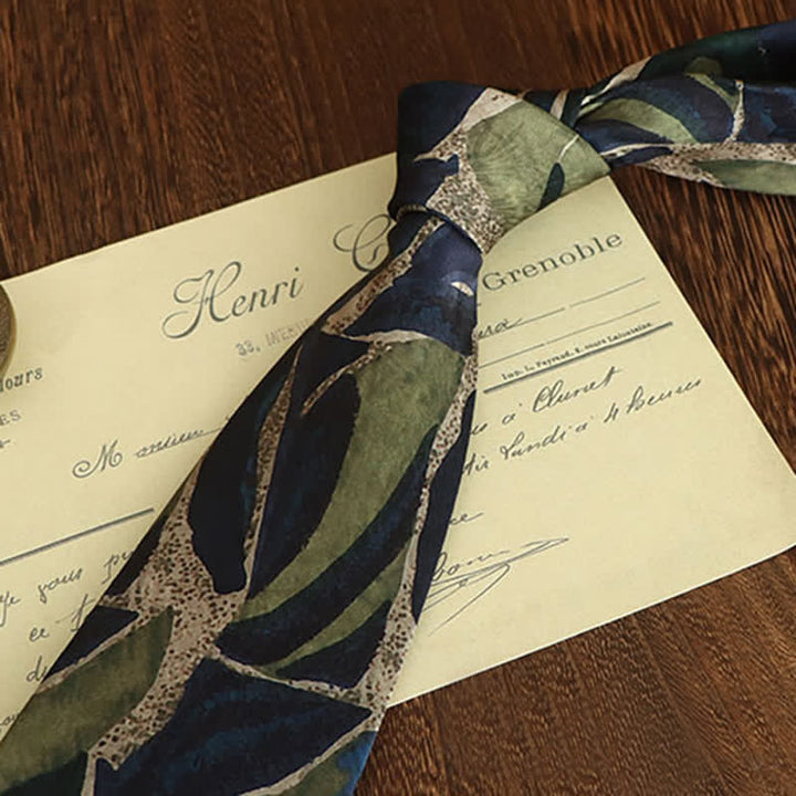 Cravatta da uomo con motivo a personalità, colore verde navy, novità - image 1
