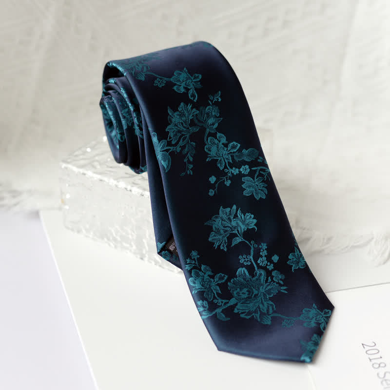 Cravatta elegante da uomo con motivo floreale Iris - Verde acqua - image 14