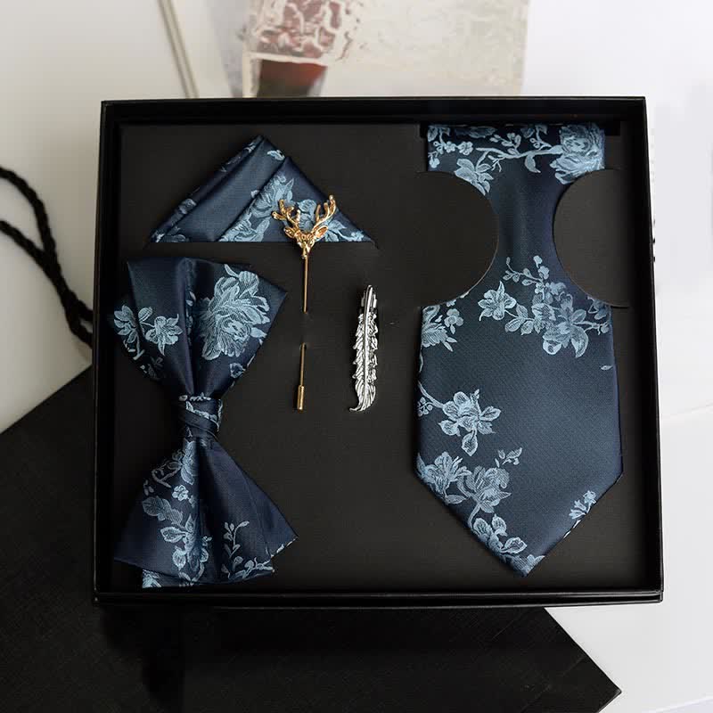 5 pezzi da uomo modello Iris moda matrimonio papillon scatola regalo - Blu - image 0