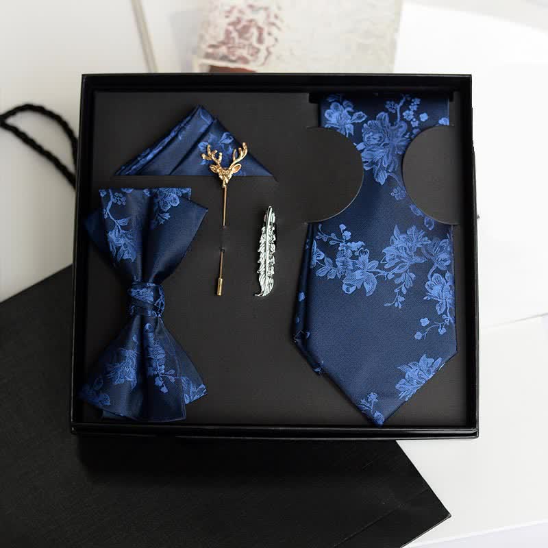 5 pezzi da uomo modello Iris moda matrimonio papillon scatola regalo - Reale - image 10