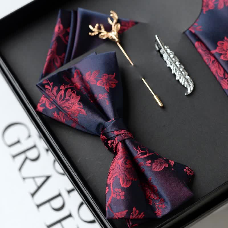 5 pezzi da uomo modello Iris moda matrimonio papillon scatola regalo - image 5