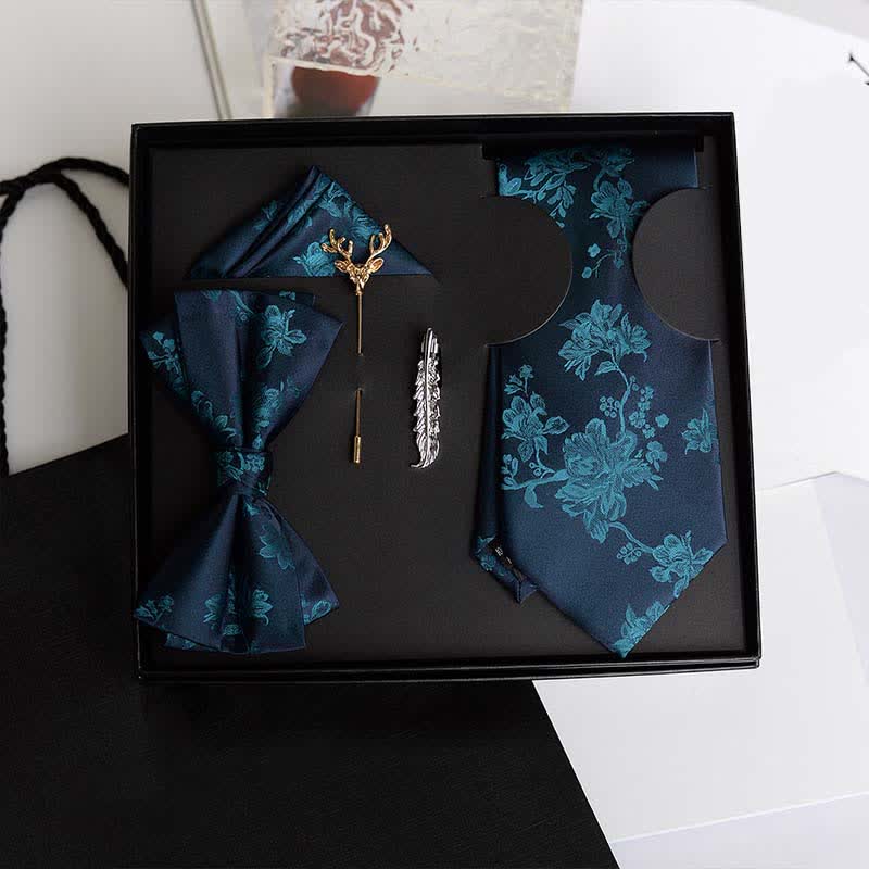 5 pezzi da uomo modello Iris moda matrimonio papillon scatola regalo - Verde acqua - image 12