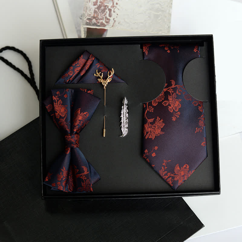 5 pezzi da uomo modello Iris moda matrimonio papillon scatola regalo - Borgogna - image 11