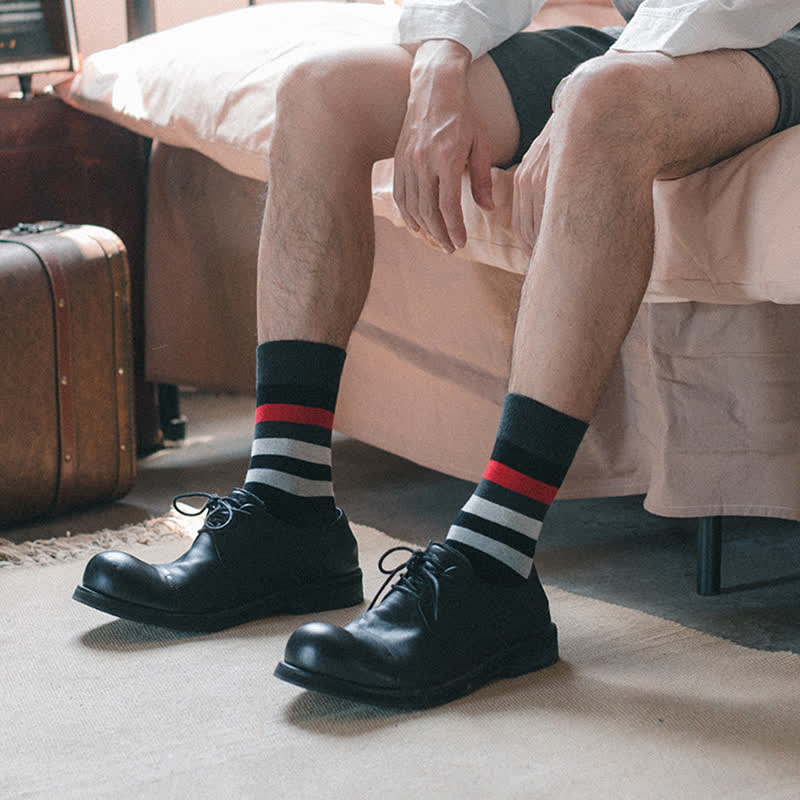 Calzini da uomo con design classico a righe colorate - Nero - UE 38-44 - image 0