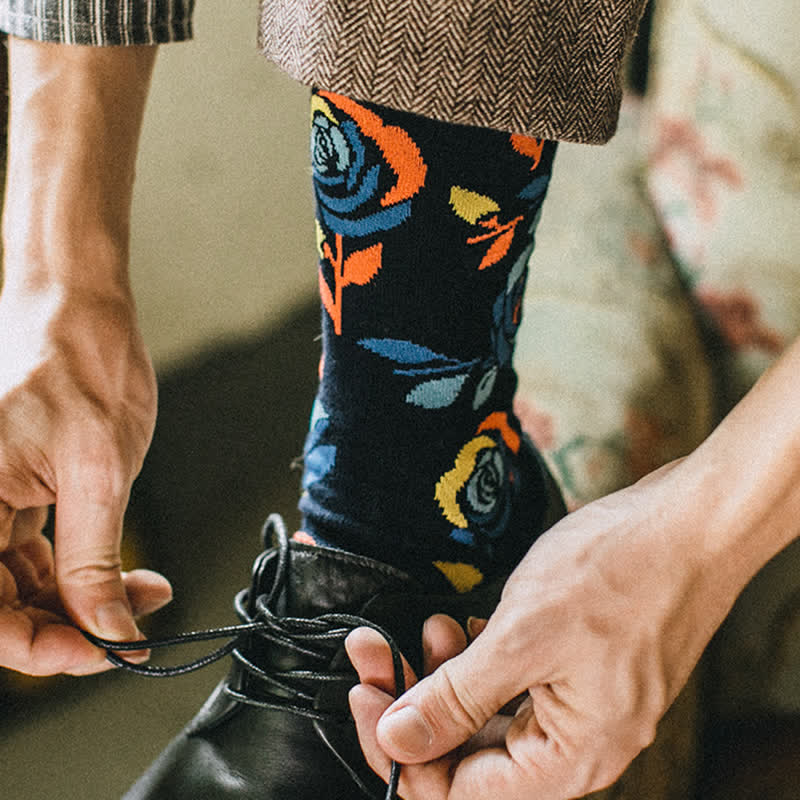 Calzini da uomo con rose blu navy e blu navy - image 3