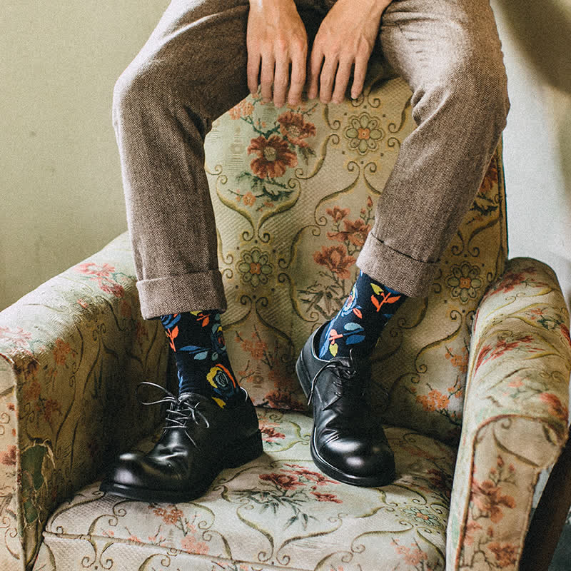 Calzini da uomo con rose blu navy e blu navy - image 4