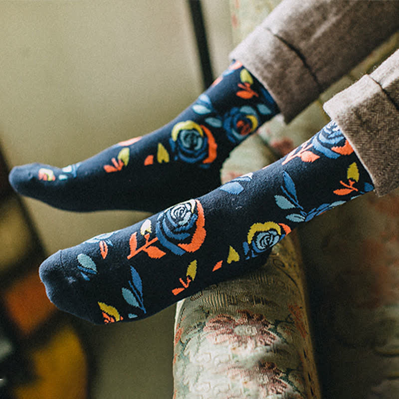 Calzini da uomo con rose blu navy e blu navy - image 6