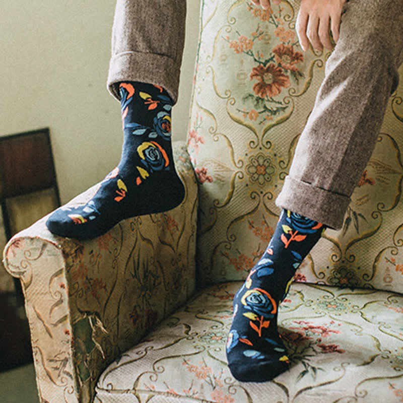 Calzini da uomo con rose blu navy e blu navy - image 5