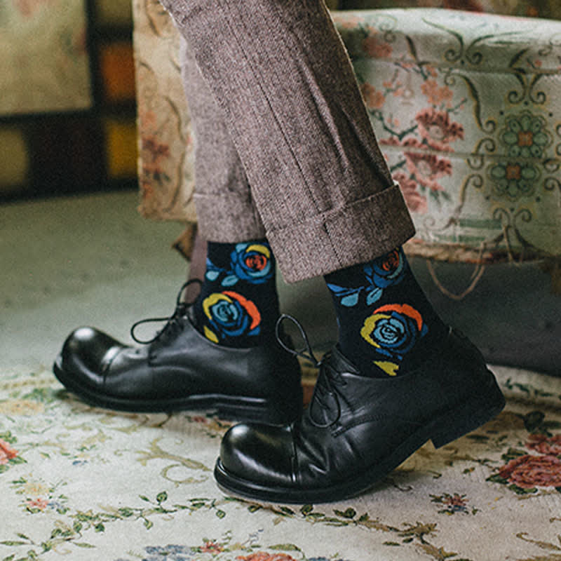 Calzini da uomo con rose blu navy e blu navy - image 2
