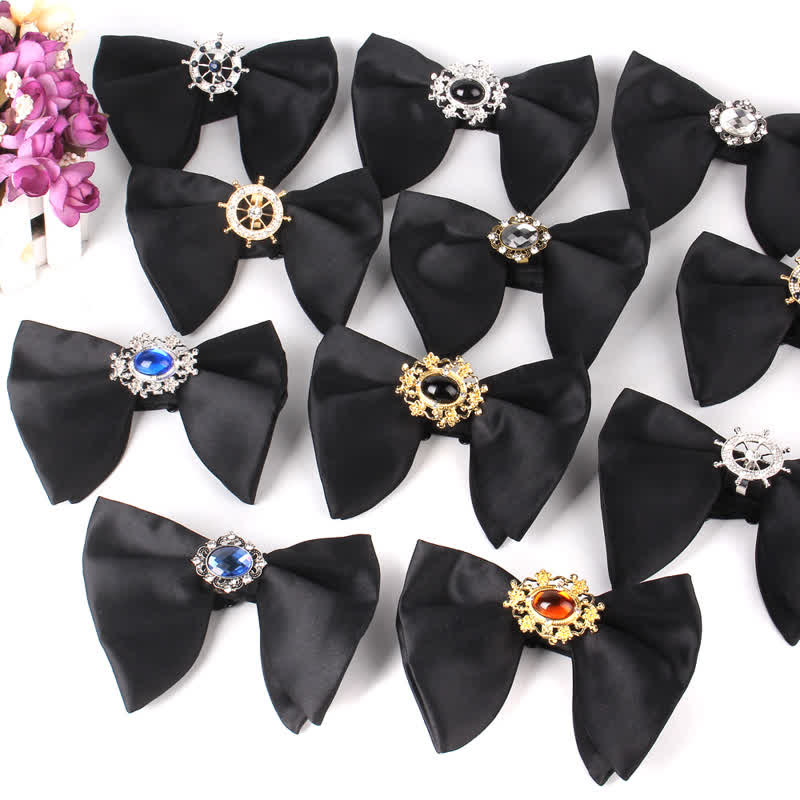 Papillon oversize a punta con strass a farfalla nera da uomo - image 0