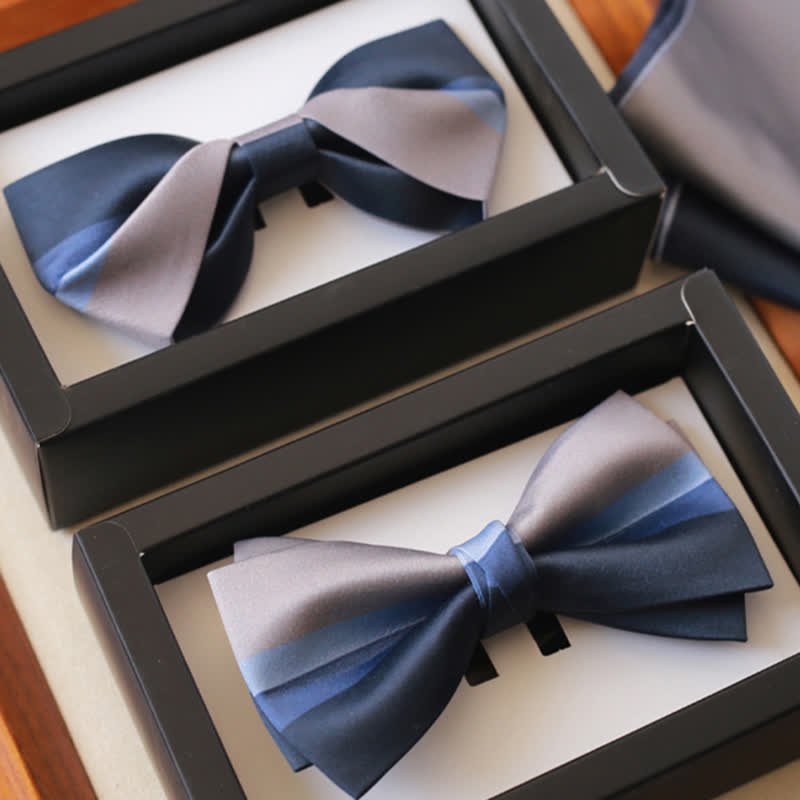 Papillon da uomo in contrasto di colore blu navy e grigio argento - image 1