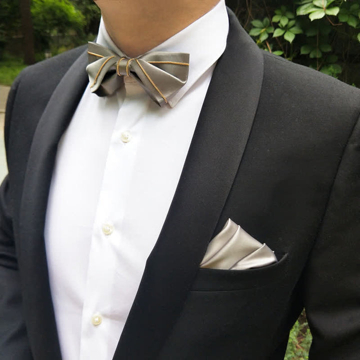 Papillon da uomo con catena in oro grigio nobile - image 5