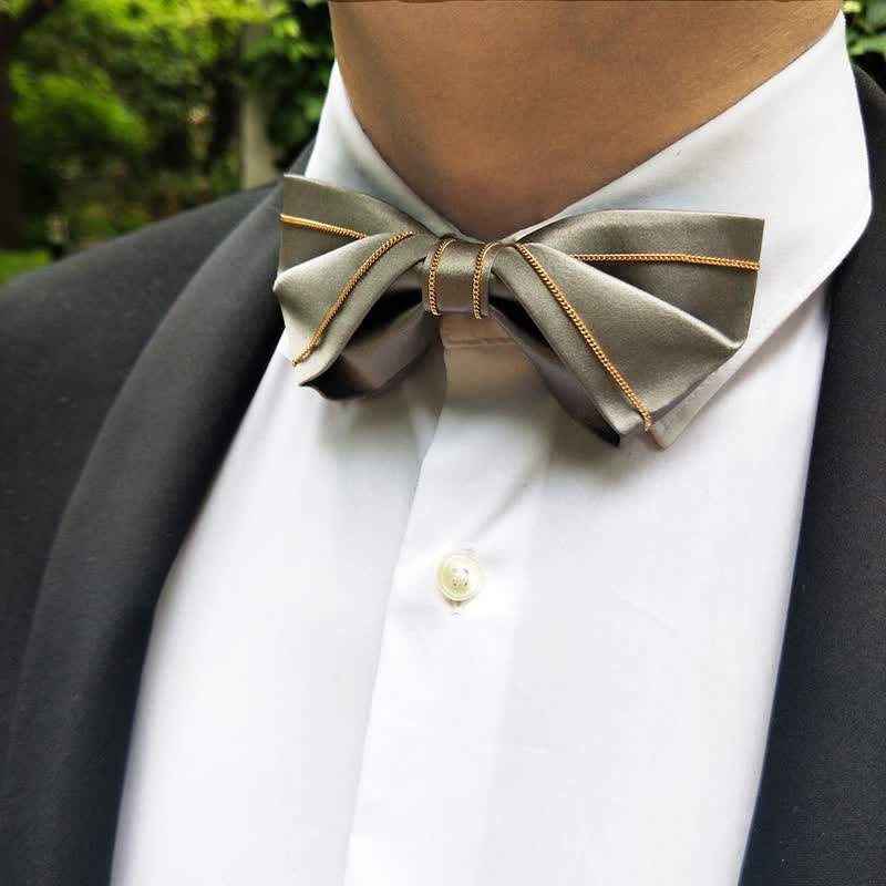 Papillon da uomo con catena in oro grigio nobile - Grigio - image 0