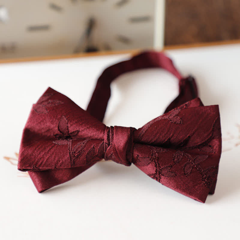 Papillon floreale vintage rosso scuro da uomo - Stile n. 3 - image 5