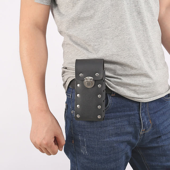Borsa da cintura in pelle universale per telefono con bottone decorativo a rivetto - image 7