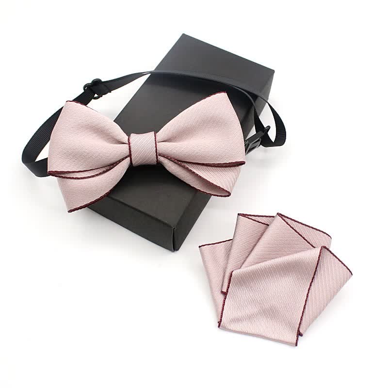 Set di 2 cravatte a farfalla piegate a tinta unita per bambini - Rosa - image 1
