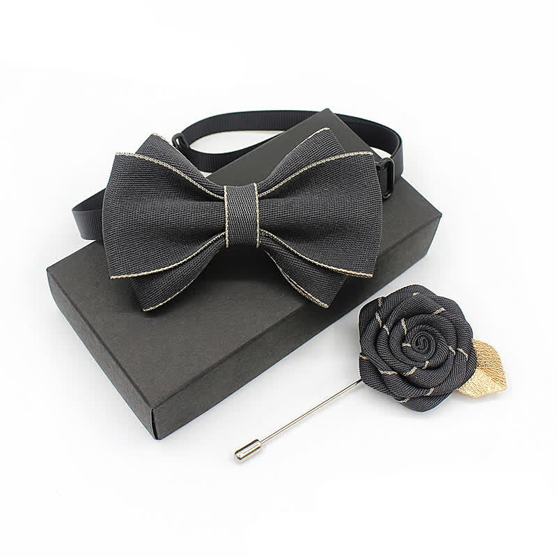 Set di 2 cravatte a farfalla multistrato Little Gentleman per bambini - Grigio scuro - image 5