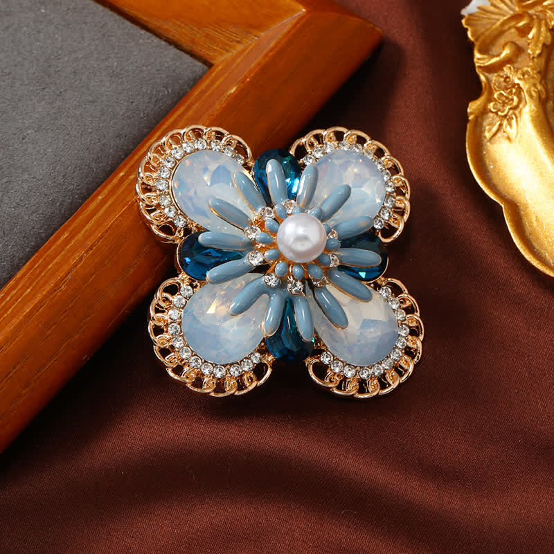 Spilla da donna vintage con fiore in opale blu - image 4