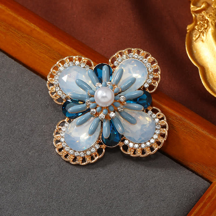 Spilla da donna vintage con fiore in opale blu - image 3
