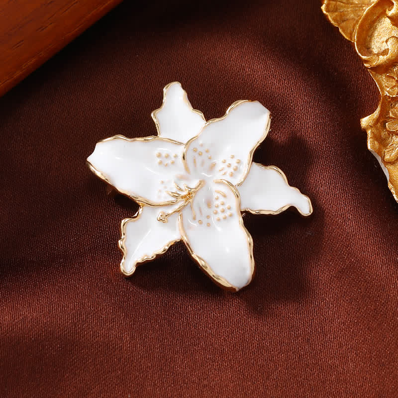 Spilla floreale in smalto con piccolo girasole da donna - Orchidea bianca - image 2