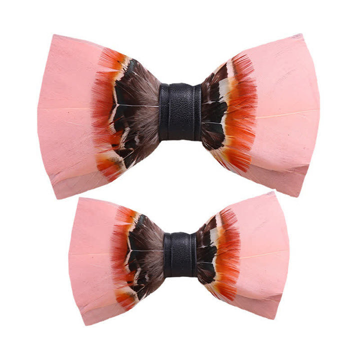 Papillon con piume rosa Pop per bambini con spilla da bavero - Set Genitore-Figlio - image 4