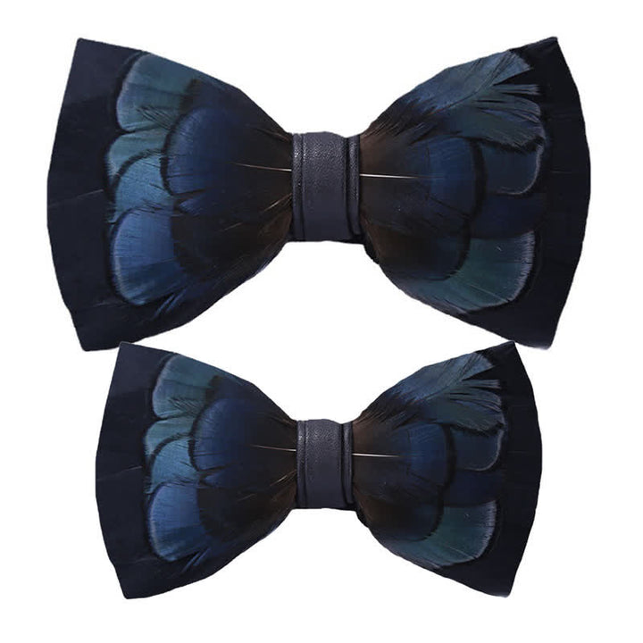 Papillon misterioso con piume blu notte per bambini con spilla da bavero - Set Genitore-Figlio - image 4