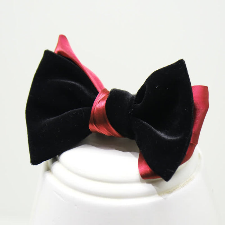 Papillon da uomo in velluto lucido bicolore a contrasto - image 4
