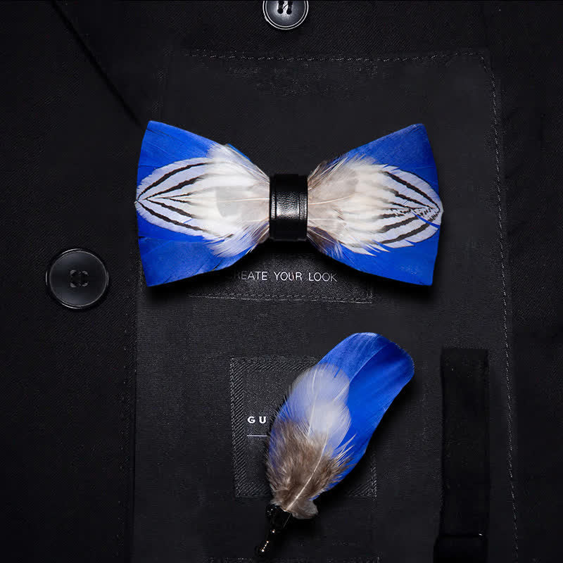 Papillon Freedom Feather blu e bianco per bambini con spilla da bavero - Ragazzo - image 0