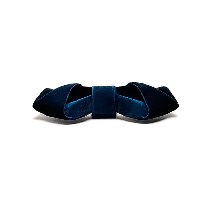 Papillon in velluto tinta unita blu da uomo - image 4
