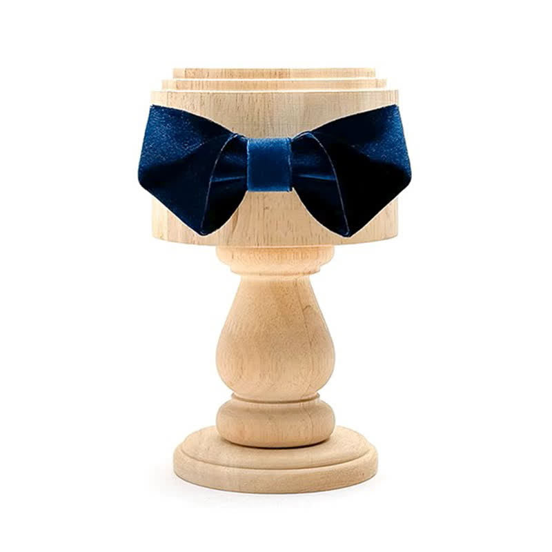 Papillon in velluto tinta unita blu da uomo - Blu navy - image 1