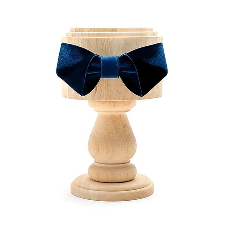 Papillon in velluto tinta unita blu da uomo - Blu navy - image 1
