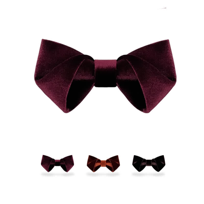 Papillon in velluto tinta unita rosso scuro da uomo - image 0