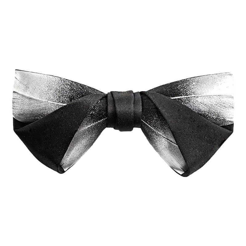 Papillon da uomo con piume e stelle a forma di galassia sfumata - Nero - image 0