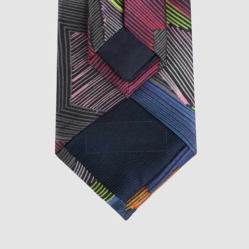 Cravatta da uomo moderna con linee geometriche multicolori - image 7