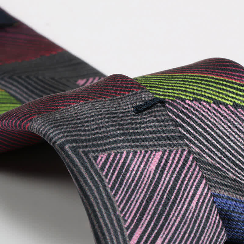 Cravatta da uomo moderna con linee geometriche multicolori - image 6