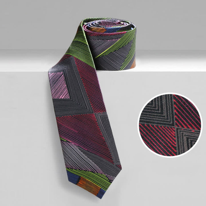 Cravatta da uomo moderna con linee geometriche multicolori - image 2