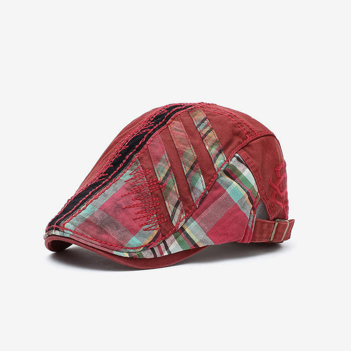 Cappello basco con fibbia regolabile in patchwork di cotone - Rosso - Regolabile (22 1/2"-23 5/8") - image 6