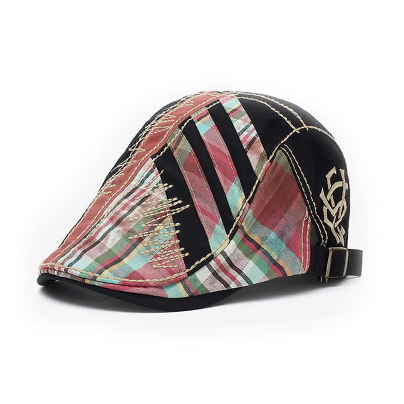 Cappello basco con fibbia regolabile in patchwork di cotone - Nero - Regolabile (22 1/2"-23 5/8") - image 0