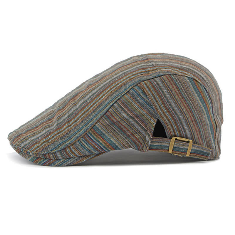 Cappello basco casual con fibbia regolabile a righe retrò - image 1