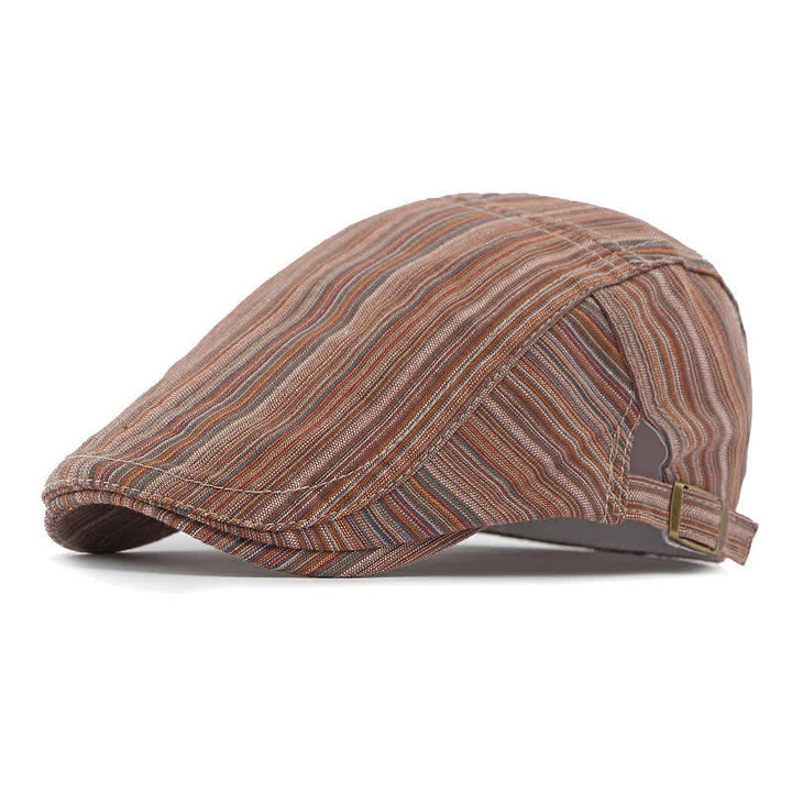 Cappello basco casual con fibbia regolabile a righe retrò - Rosso brunastro - Regolabile (21 5/8"-23 1/4") - image 9