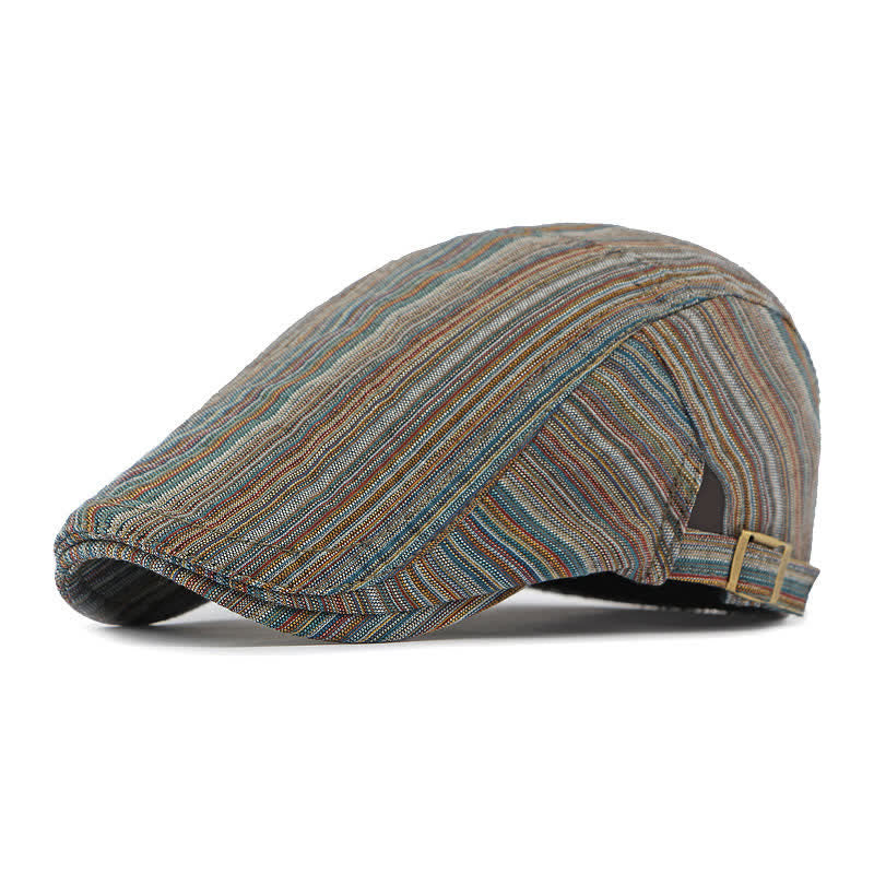 Cappello basco casual con fibbia regolabile a righe retrò - Verde scuro - Regolabile (21 5/8"-23 1/4") - image 0