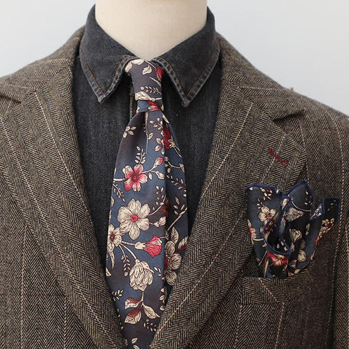 Set di 2 cravatte da uomo con motivo floreale blu navy - Marina Militare - image 0